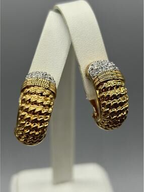 Swarovski Gold & Silver Tone Sparkling Crystal Clip On Fashionable Earrings